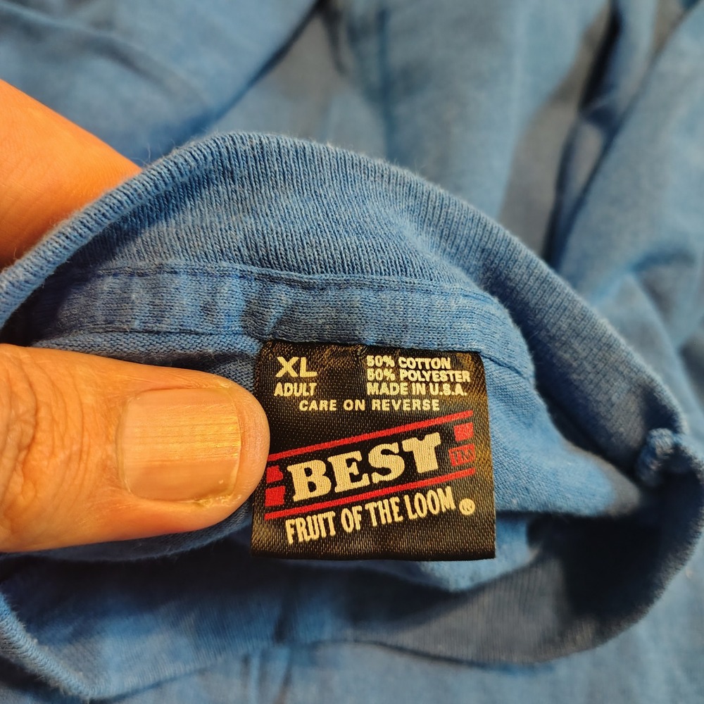Vintage Fruit of the Loom Best T-Shirt XL Blue Ochsner Blood Bank Single Stitch